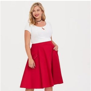 NWOT Torrid Retro Chic Red Midi Swing Skirt 2x